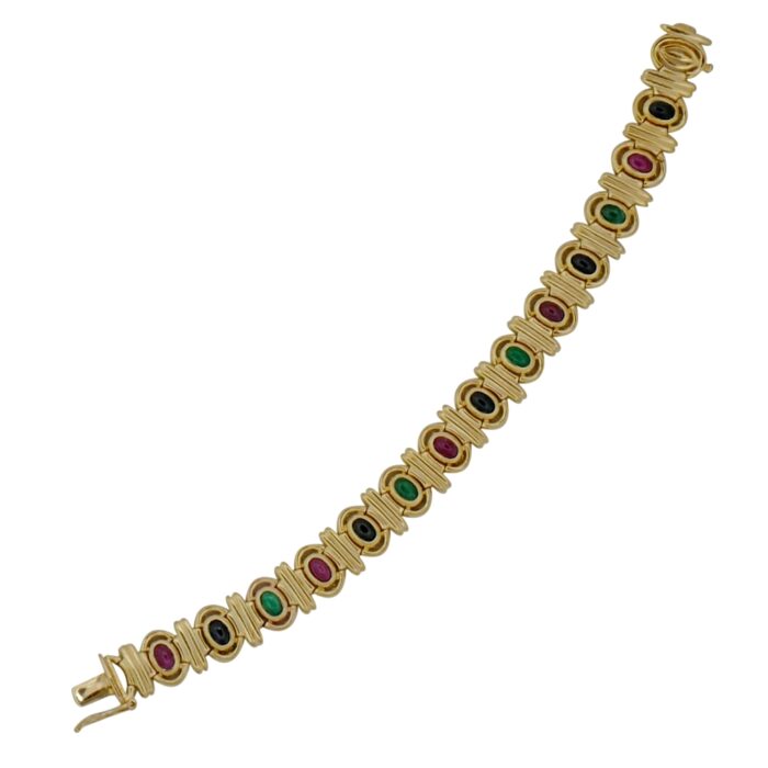 Vintage Multi Gemset Gold Bracelet