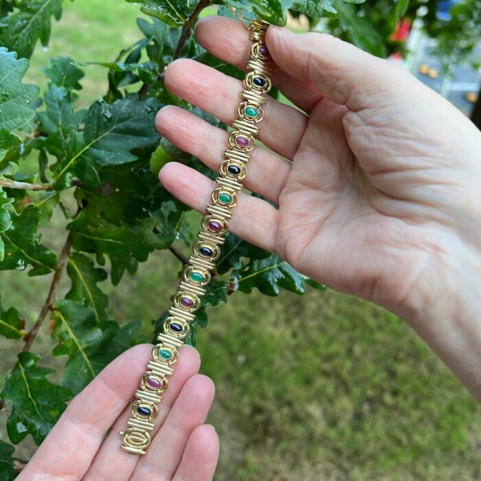 Vintage Multi Gemset Gold Bracelet