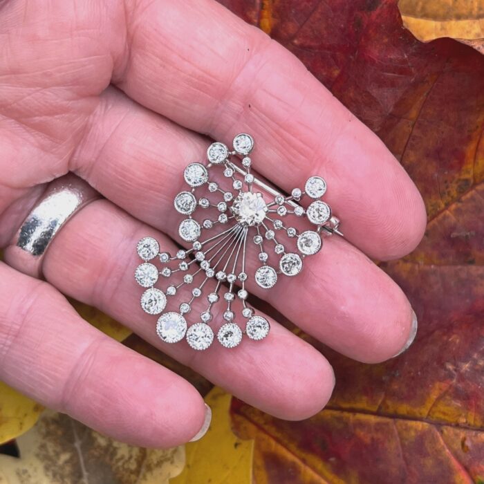 Art Deco Diamond Fan Brooch