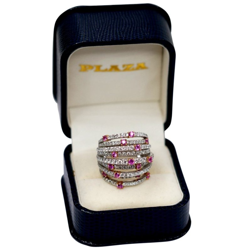 Pink Sapphire Diamond Band Ring
