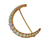 Antique Edwardian Opal Crescent Brooch