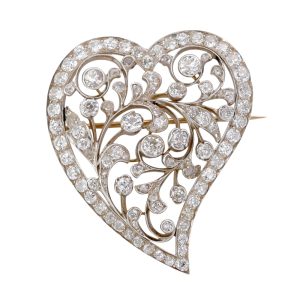 Antique Witches Heart Diamond Brooch
