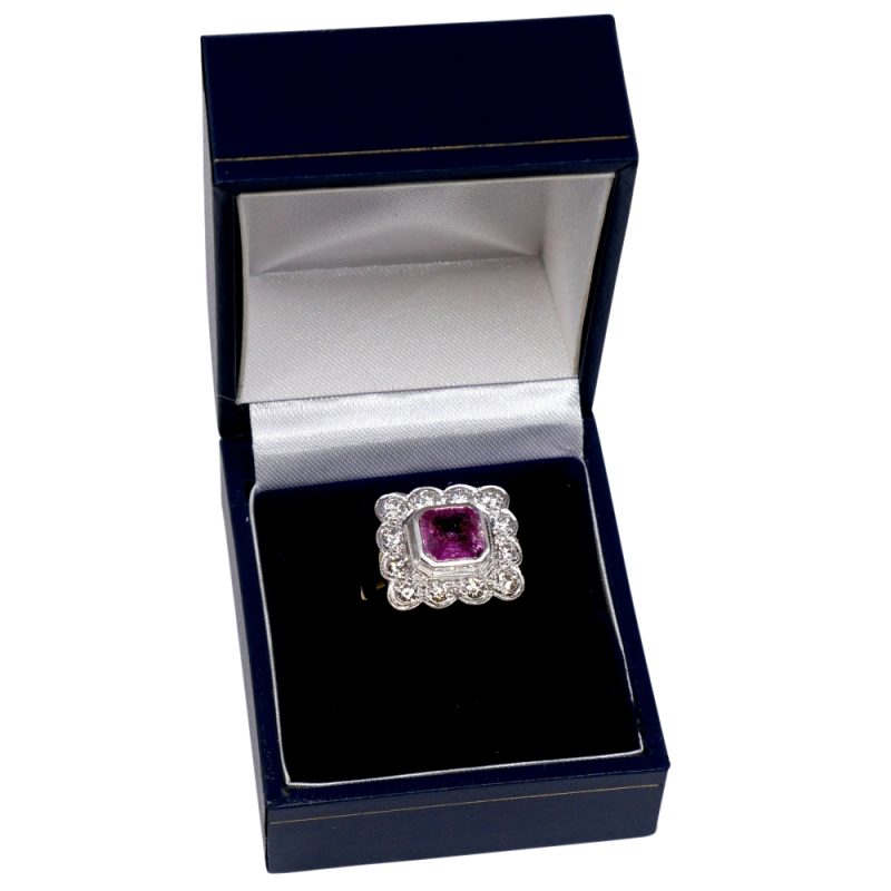 Vintage Pink Sapphire Diamond Ring