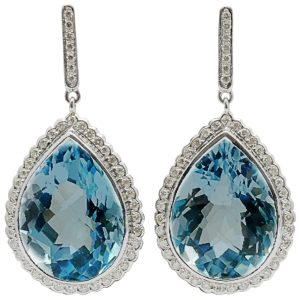 Vintage Blue Topaz Diamond Earrings