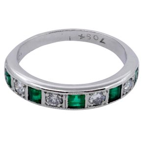 Vintage Emerald Diamond Eternity Ring