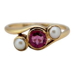 Antique Victorian Garnet Pearl Ring
