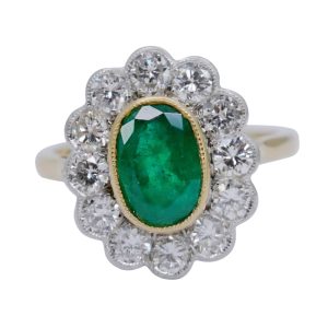 Vintage Emerald Diamond Gold Ring