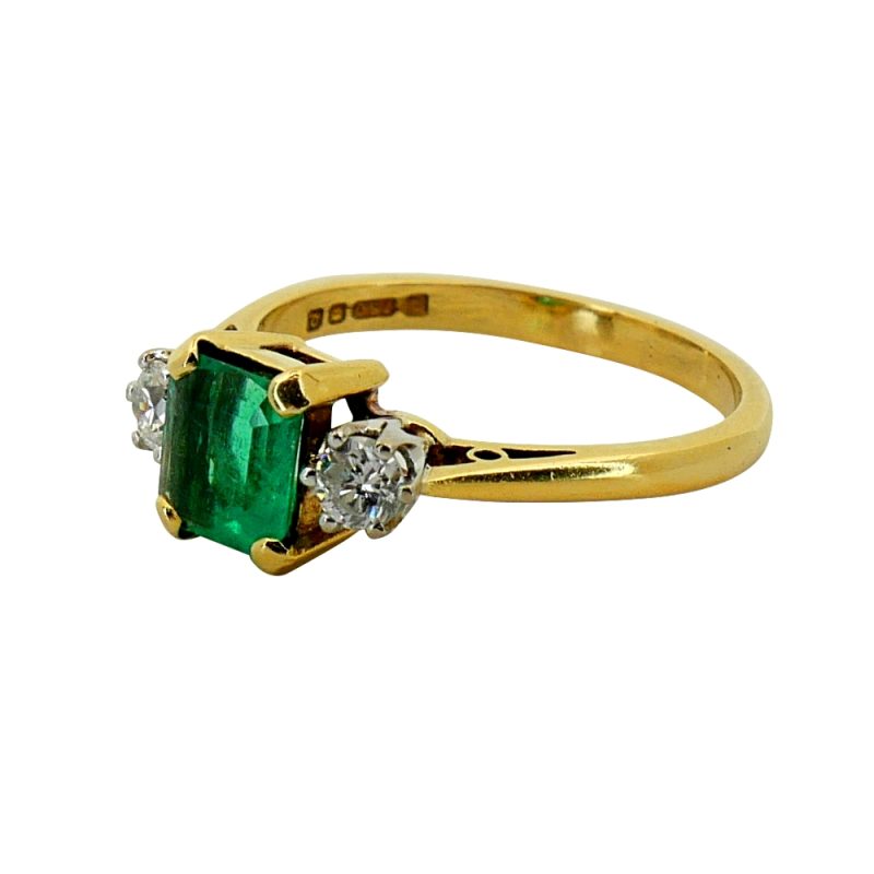 Vintage Emerald Diamond Engagement Ring