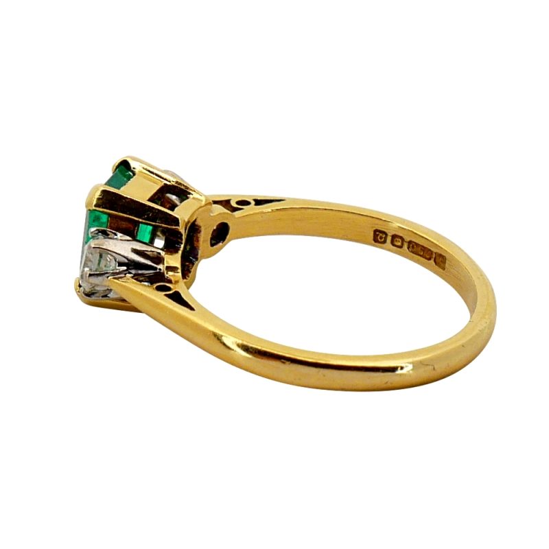 Vintage Emerald Diamond Engagement Ring