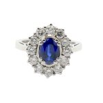 Vintage Sapphire Diamond Halo Ring
