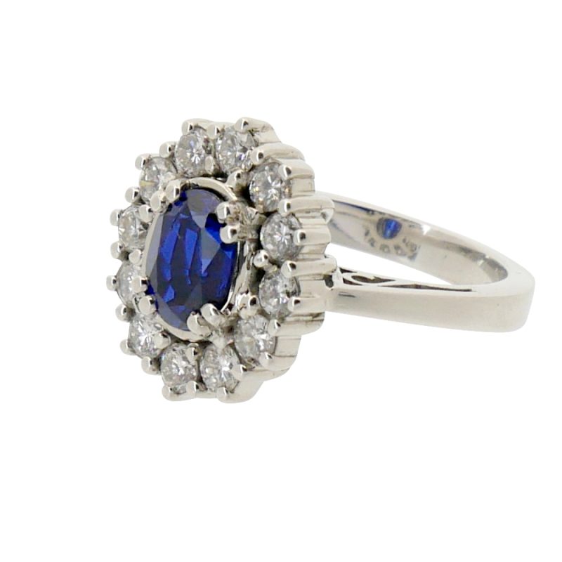 Vintage Sapphire Diamond Halo Ring