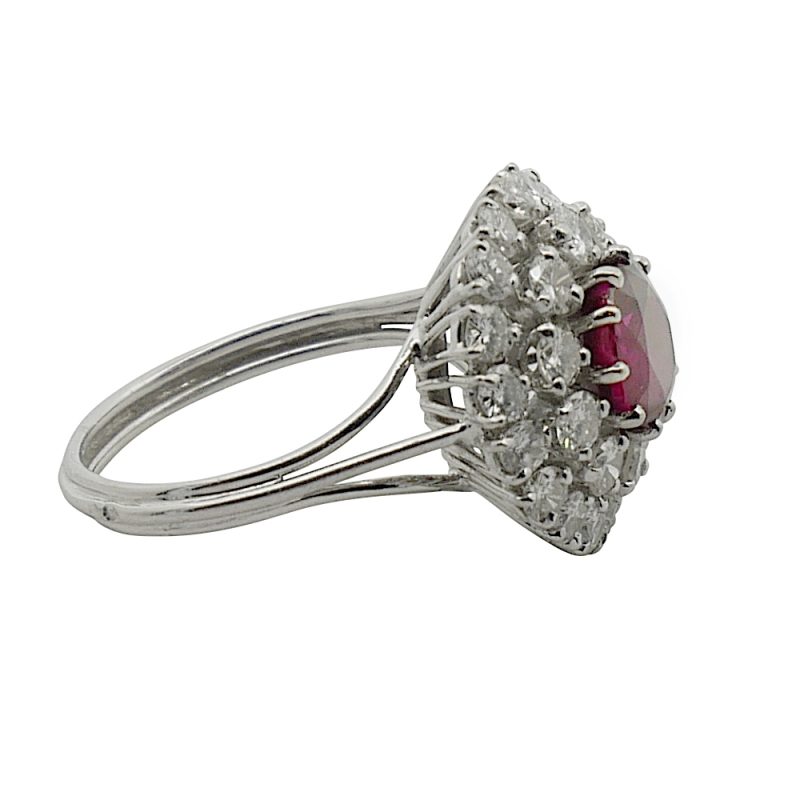 Burmese Ruby Diamond Platinum Ring
