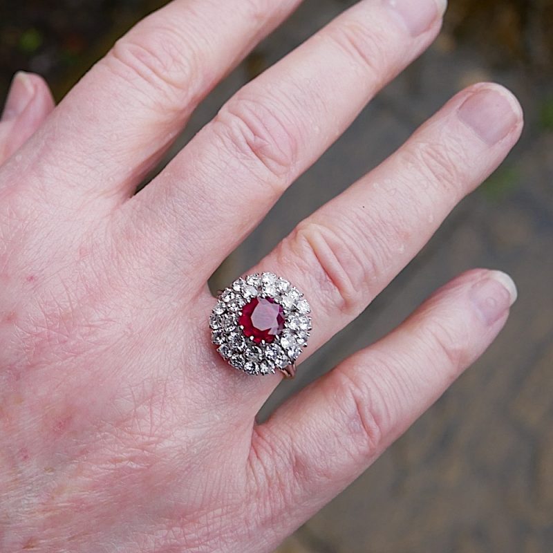 Burmese Ruby Diamond Platinum Ring