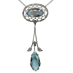 Antique Aquamarine Diamond Necklace