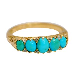 Victorian Turquoise 5 Stone Gold ring