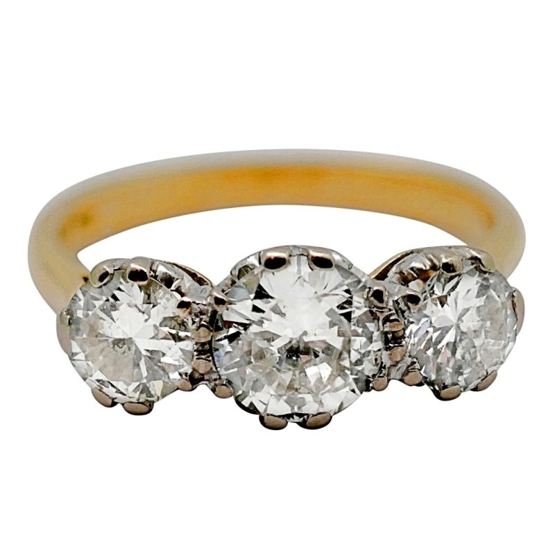 Vintage 3 Stone Diamond Trilogy Ring