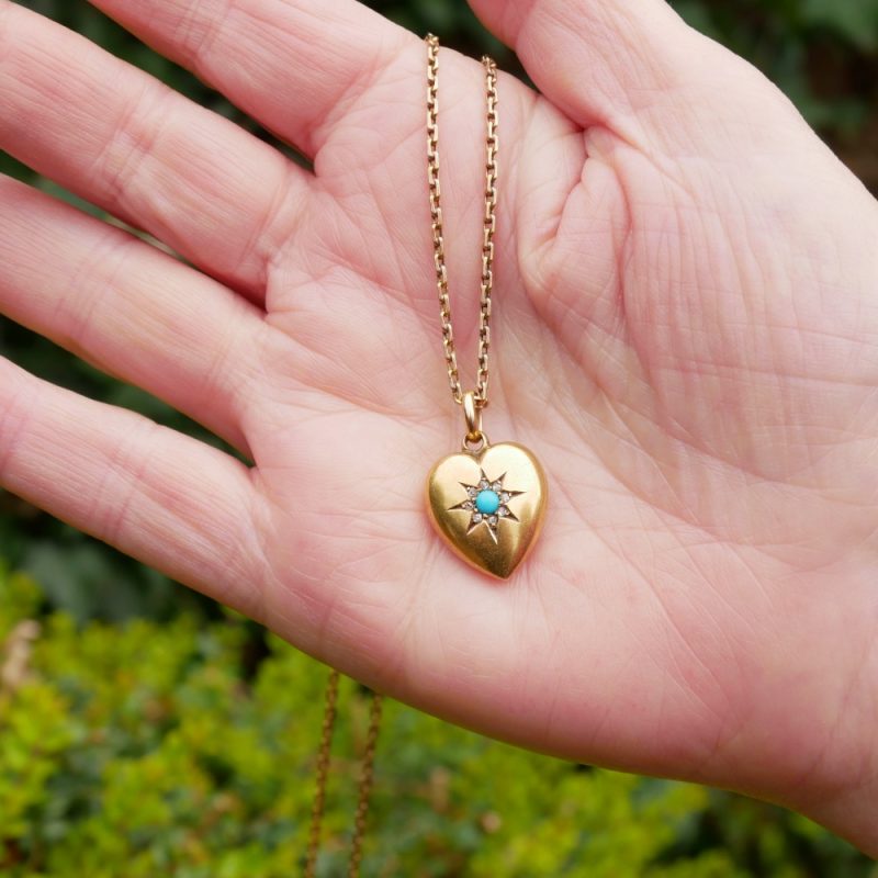 Victorian Gold Diamond Heart Pendant