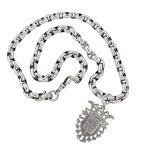 Victorian Heavy Silver Necklace and Fob