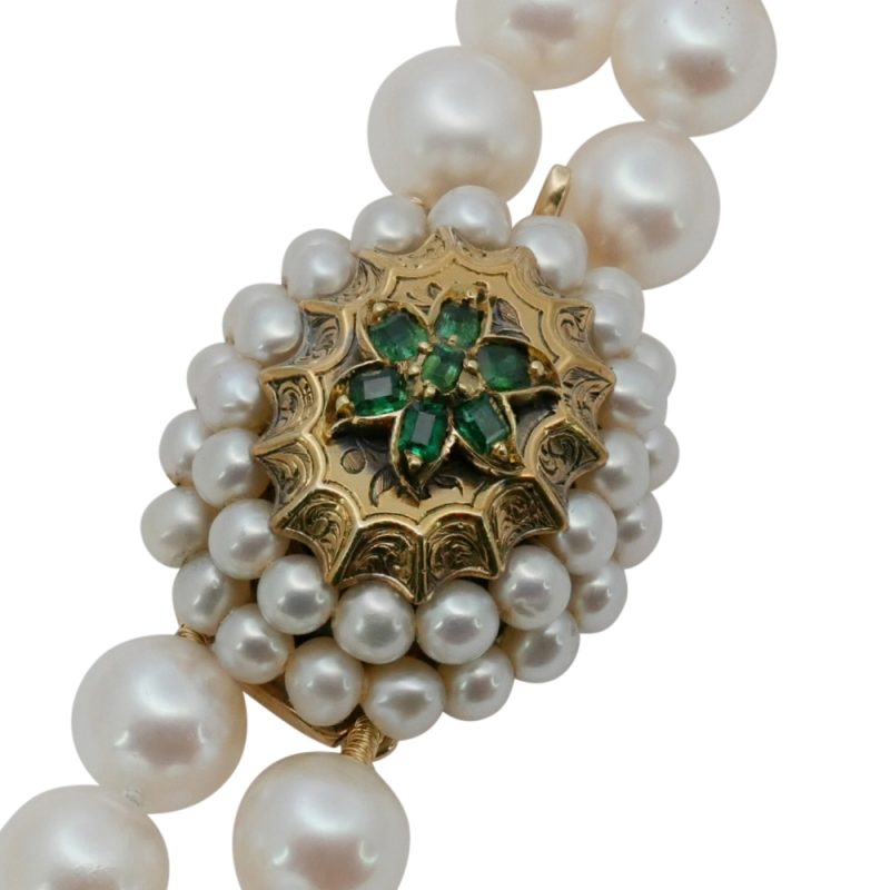 Vintage Double Row Pearl Gold Necklace