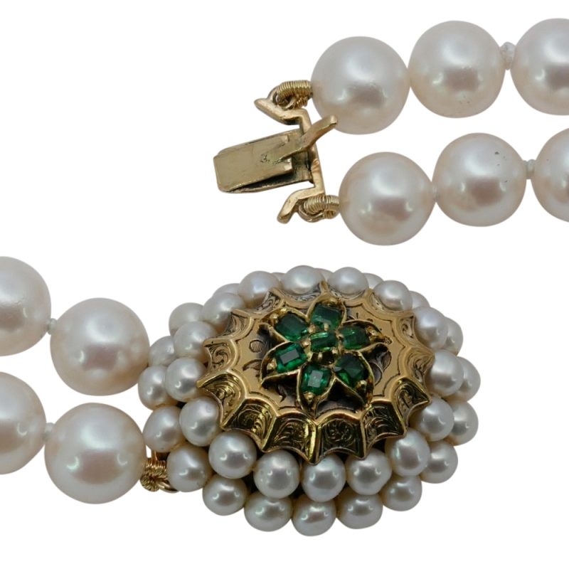 Vintage Double Row Pearl Gold Necklace