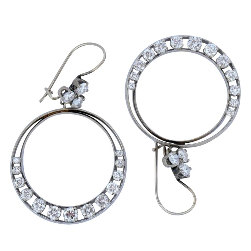 Mid Century Diamond Hoop Earrings