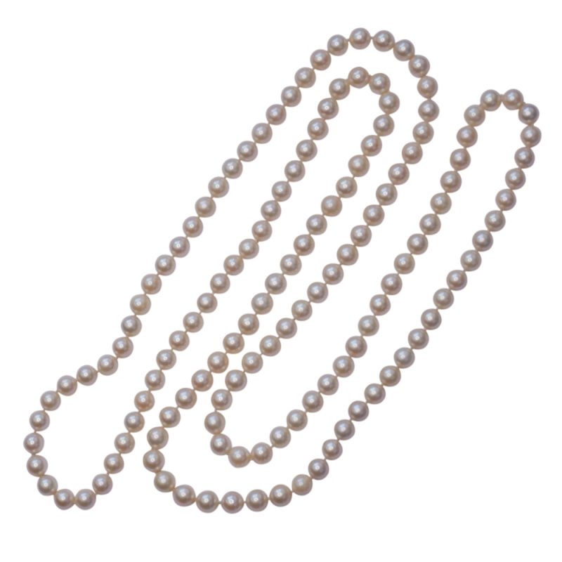 Vintage 8mm Long Pearl Necklace