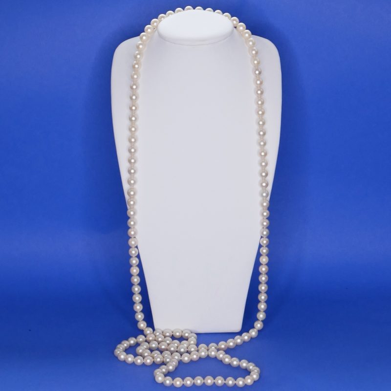 Vintage 8mm Long Pearl Necklace