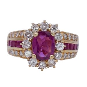 Vintage Ruby Diamond Cluster Band Ring