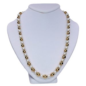 Pearl and 18ct Gold Ball Necklace