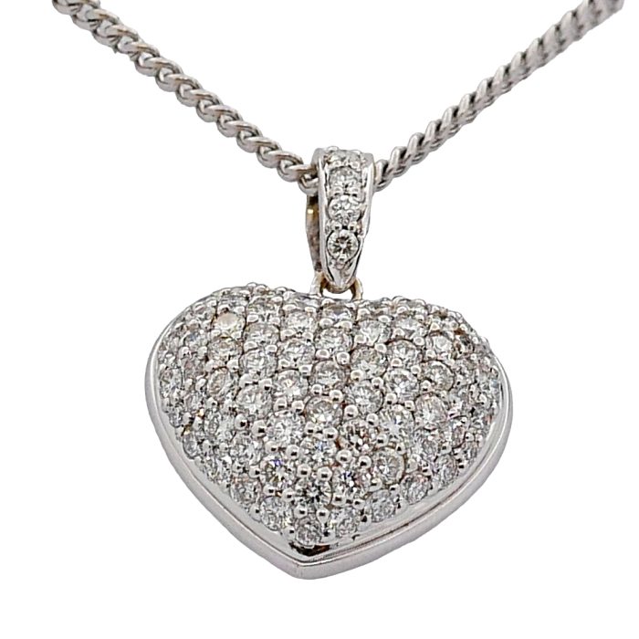 Vintage Pavé Set Diamond Heart Pendant