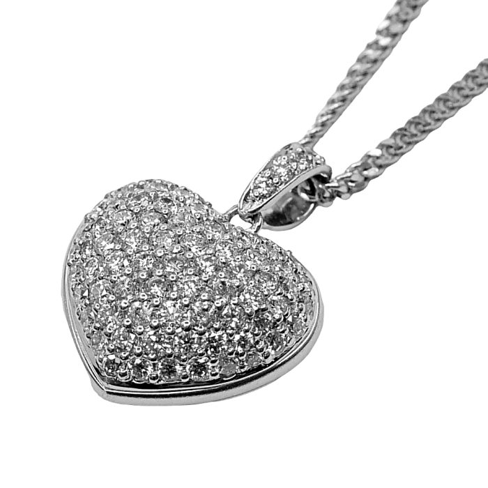 Vintage Pavé Set Diamond Heart Pendant