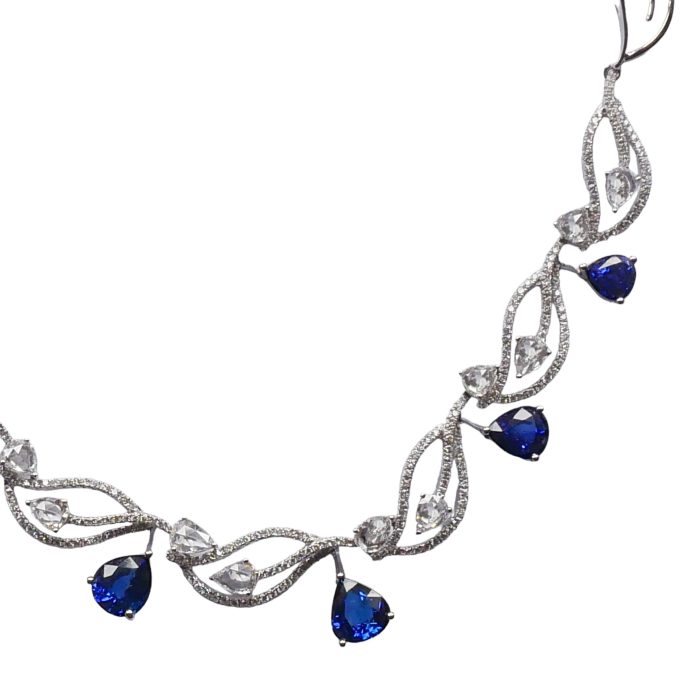 White Gold Sapphire & Diamond Necklace
