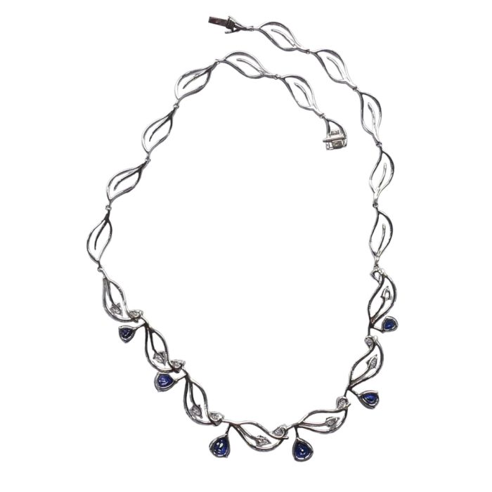 White Gold Sapphire & Diamond Necklace