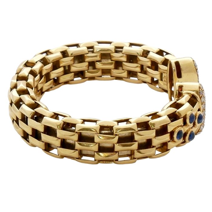 Vintage Gold Diamond Sapphire Bangle