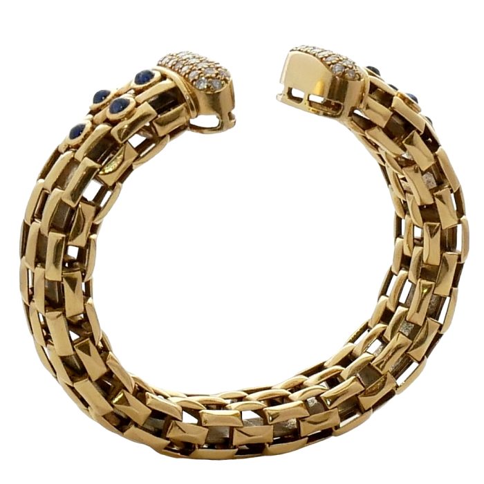 Vintage Gold Diamond Sapphire Bangle