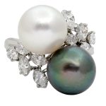 Black and White Pearl Diamond Ring