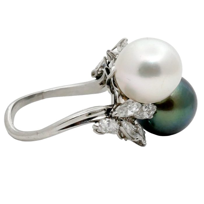Black and White Pearl Diamond Ring