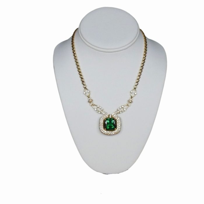 Green Tourmaline and Diamond Necklace
