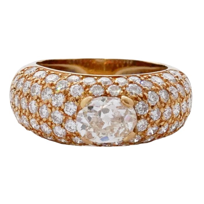 Diamond Bombé Gold Band Ring