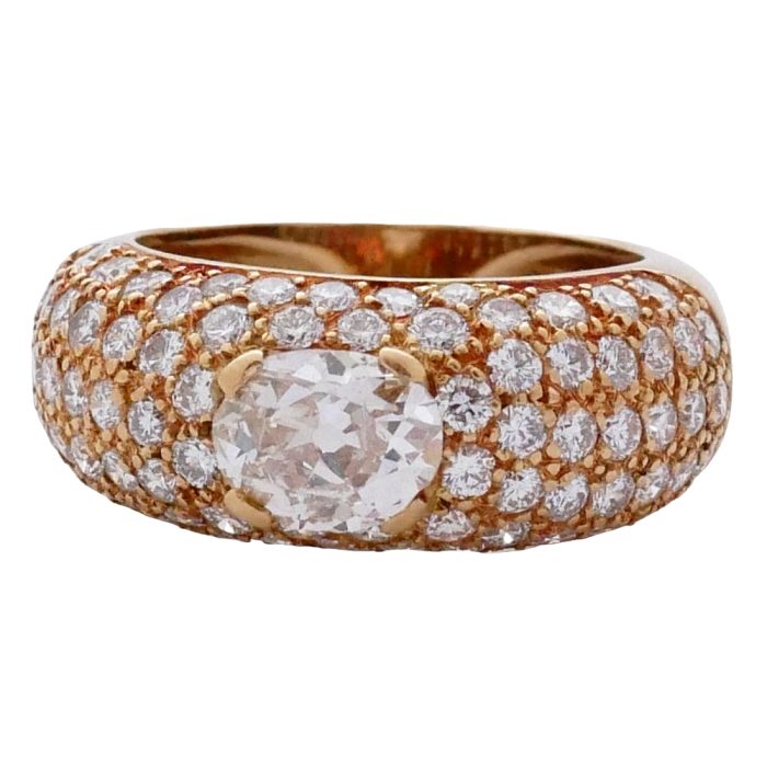 Diamond Bombé Gold Band Ring