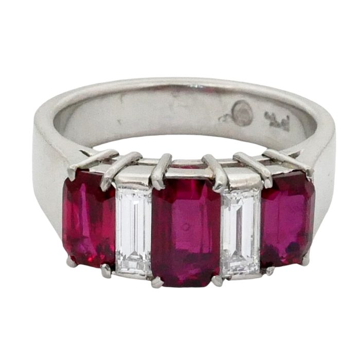 Vintage Ruby Diamond Five Stone Ring