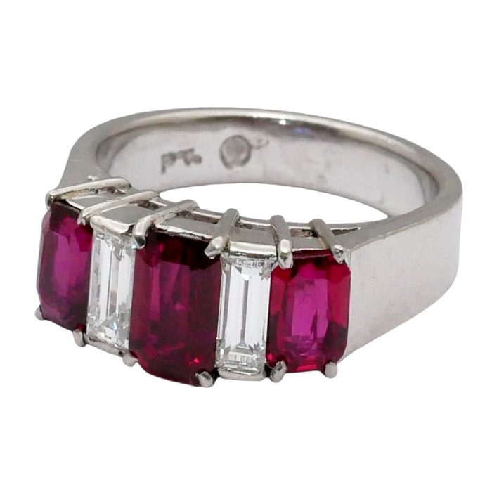 Vintage Ruby Diamond Five Stone Ring