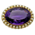 Antique Amethyst and Pearl Brooch