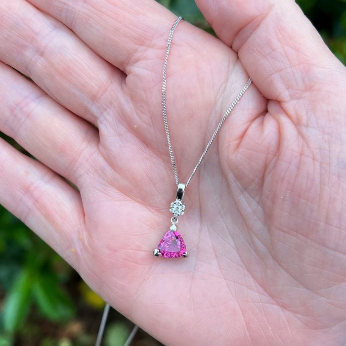 Rhodolite Garnet Diamond Gold Pendant