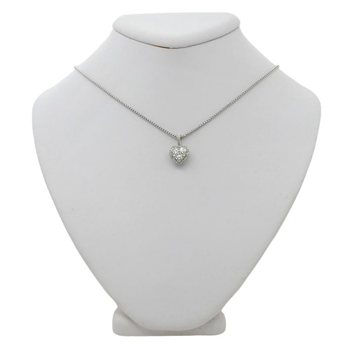 Diamond Heart Shaped Platinum Pendant
