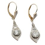 Edwardian Diamond Platinum Drop Earrings 