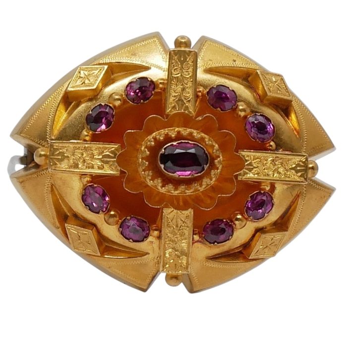 Antique Victorian Garnet Gold Brooch