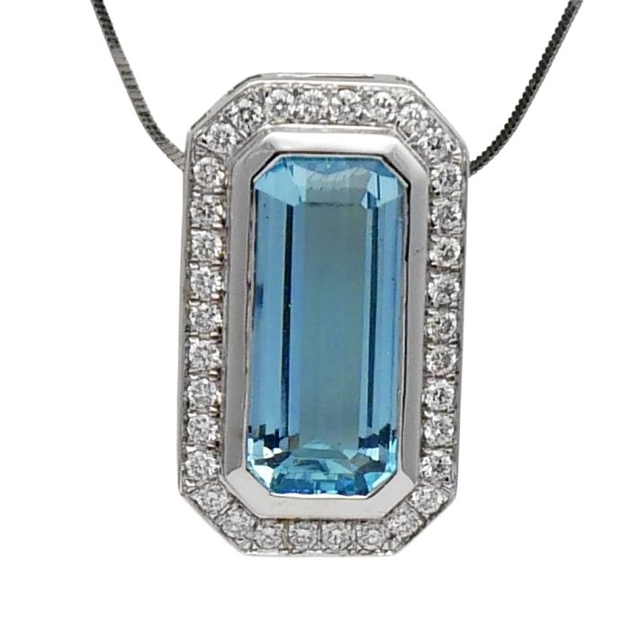 Vintage Aquamarine Diamond Pendant