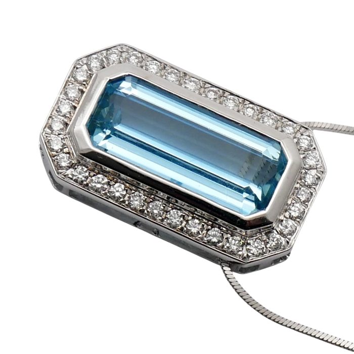 Vintage Aquamarine Diamond Pendant