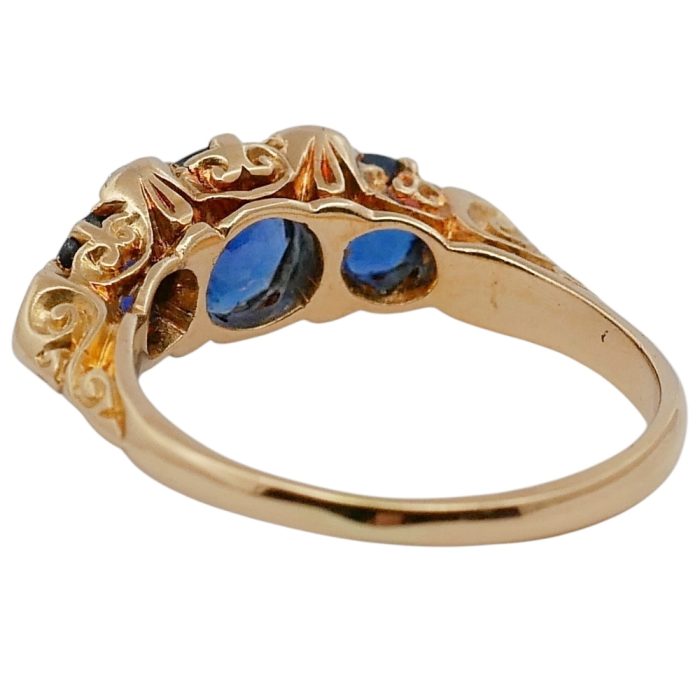 Antique Victorian 3 Stone Sapphire Ring 